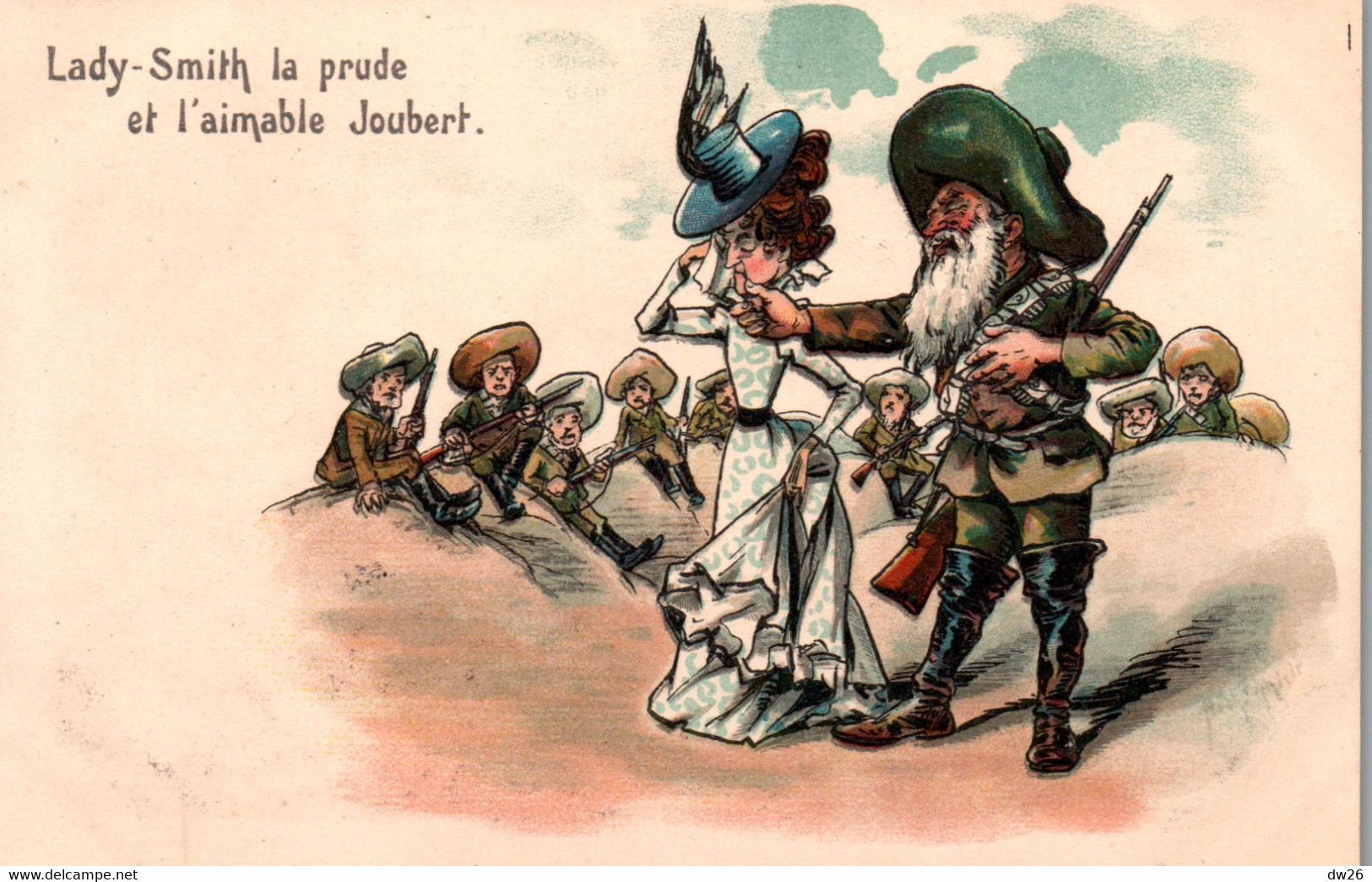 Carte Satirique, Illustration Arthur Thiele: Joubert Et Lady Smith (Guerre Des Boers) Carte Non Circulée - Satirisch