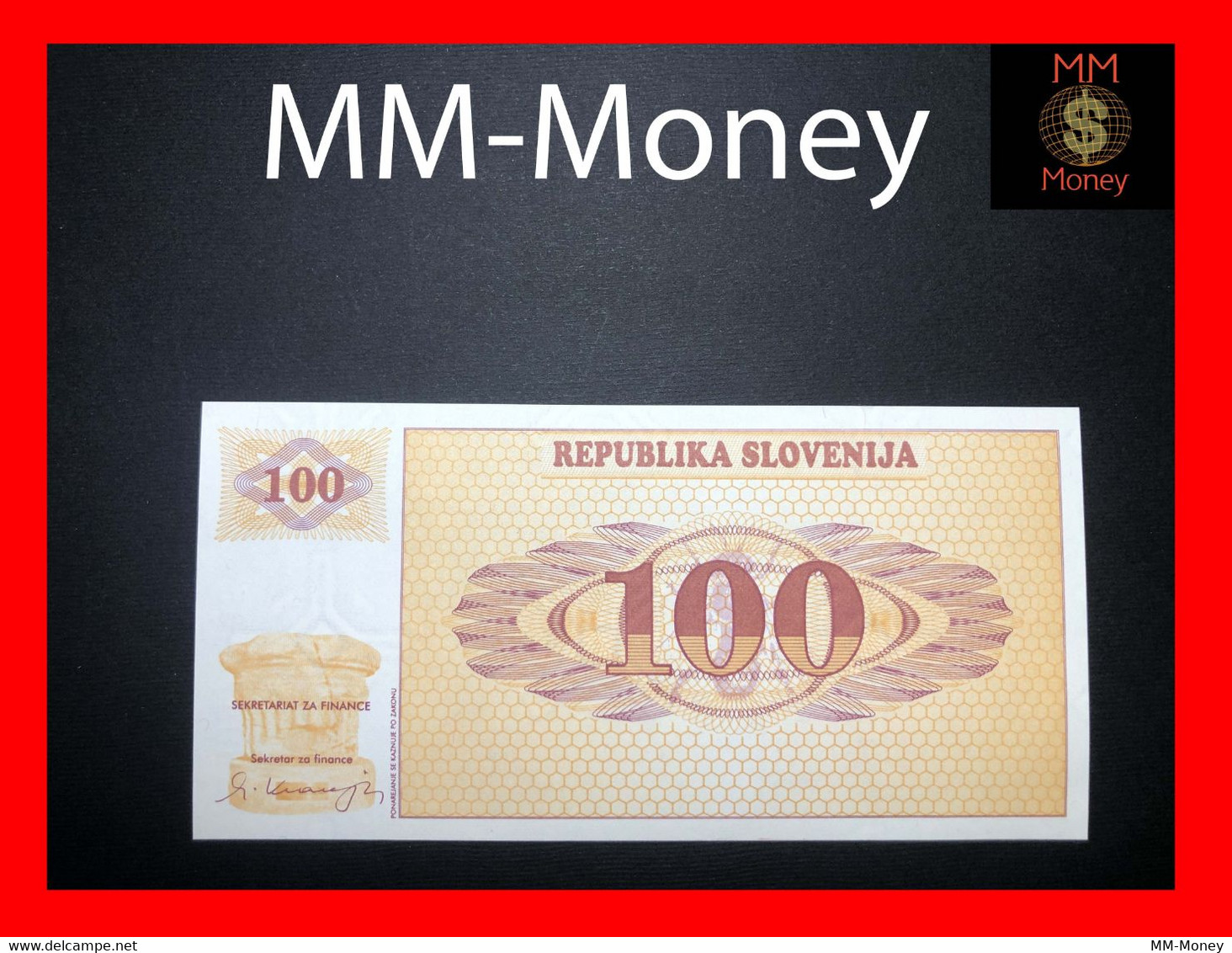 SLOVENIA  100 Tolarjev  1990  P. 6  "overprint VZOREC"   Specimen   UNC - Slovénie