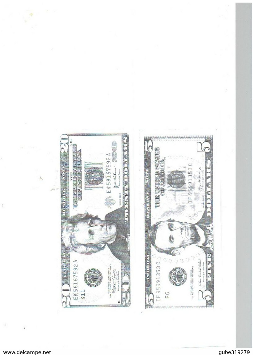 USA - 6 BILLS OF 2.00 $  YR 2003 - 1 BILL OF 5,00 $ YR 2006  - 1 BILL OF 20,00 YR 2004   the 6 OF 2 $ Are Of PRESIDENT J - Sets & Sammlungen