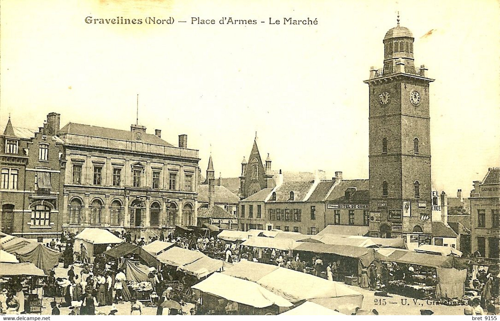 59 GRAVELINES LA MAIRIE HOTEL DU COMMERCE UN JOUR DE MARCHE SUR LA PLACE D ARMES - Gravelines