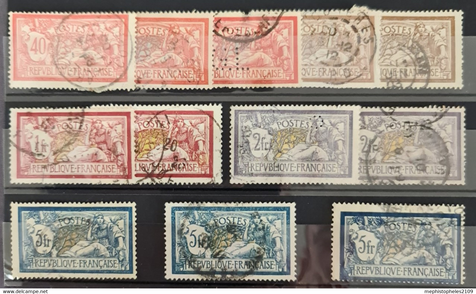 FRANCE 1900 - Canceled - YT 119-123 - Complete Set With Color Variations - Condition Mixed (see Scan!) - 1900-27 Merson