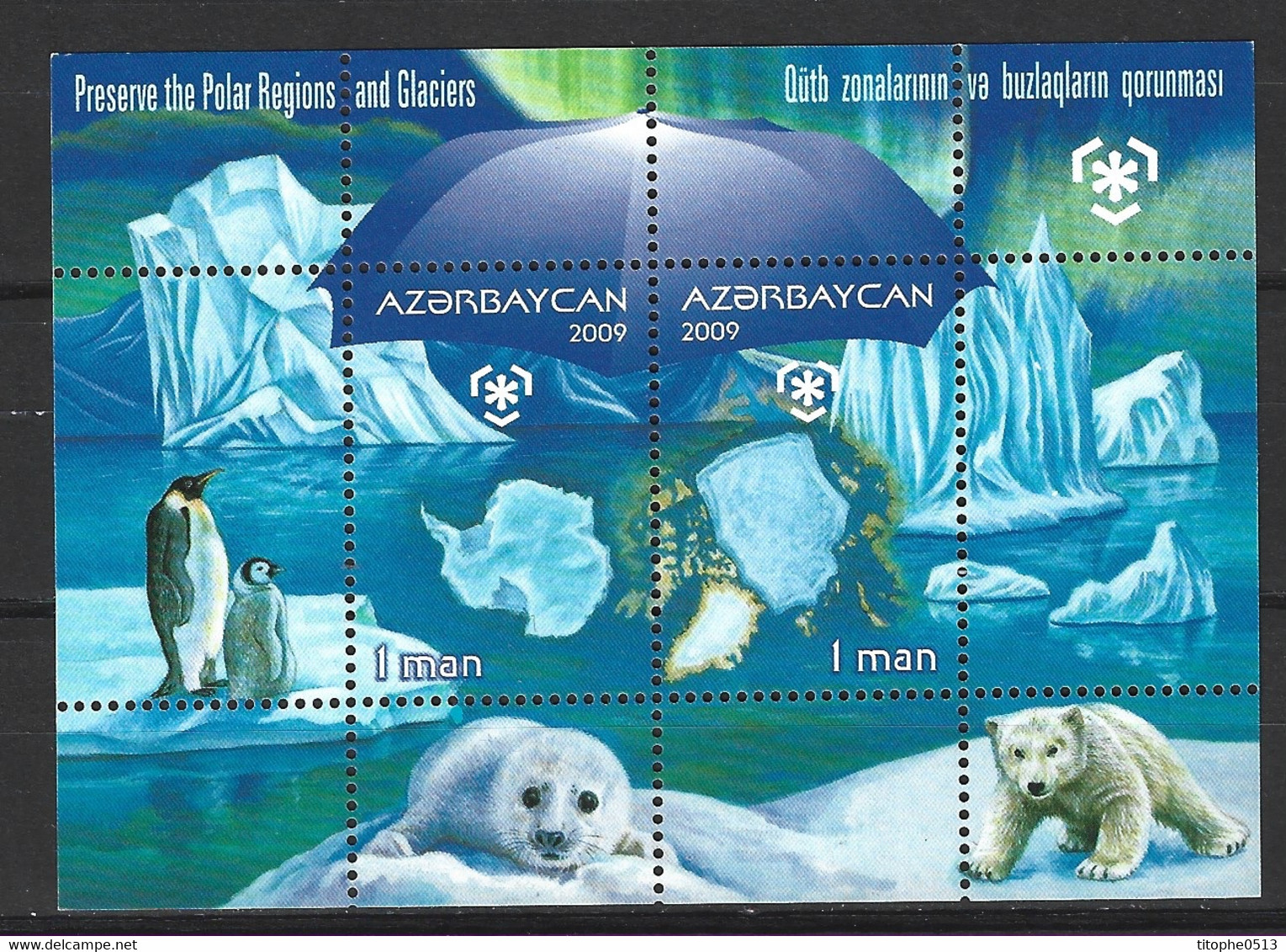 AZERBAÏDJAN. BF 78 De 2009. Préservation Des Régions Polaires/Ours/Phoque. - Preservare Le Regioni Polari E Ghiacciai