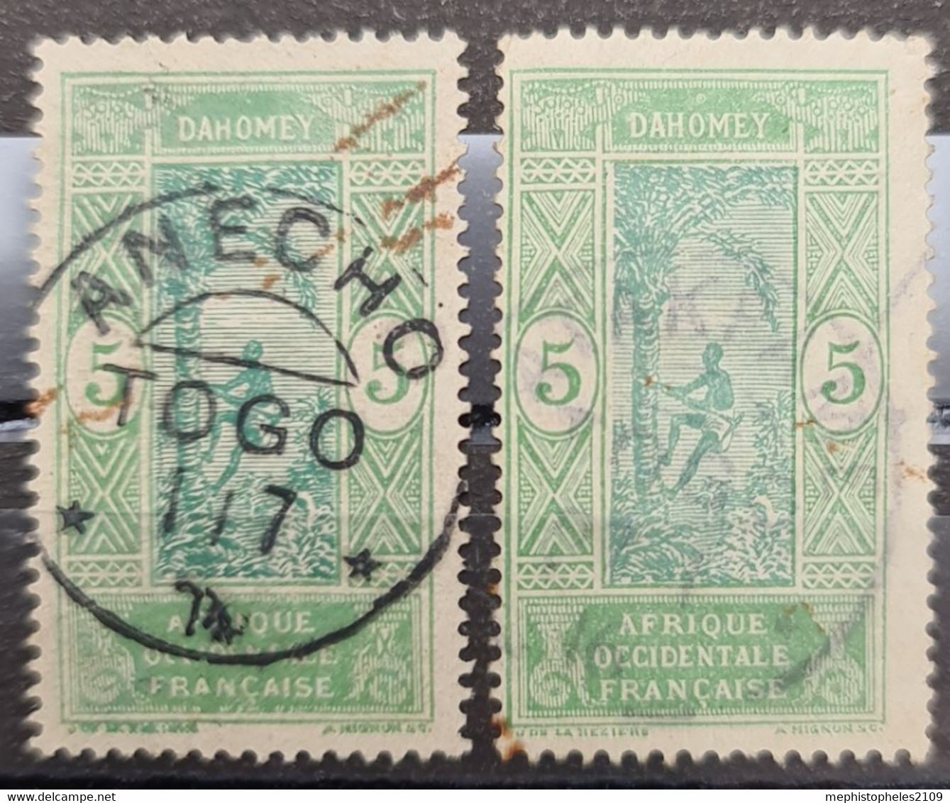 TOGO 1917 - 2 Dahomey #46 Utilisés En Togo (obl. Anecho Et Atakpame) - Unused Stamps