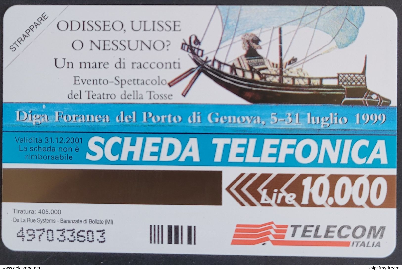 Italy. Telecom. F3124. Odisseo, Ulisse O Nessuno Ship. Mint. - Öff. Themen-TK