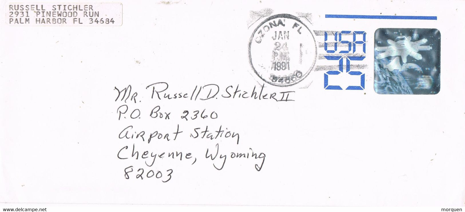 46359. Entero Postal OZONA (Florida) 1991. Relief Stamp SPACE. Remitida De PALM HARBOR - 1981-00