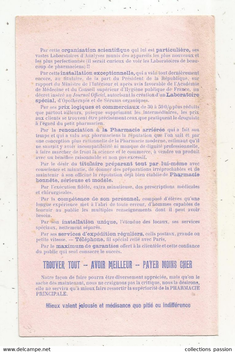 Buvard, Pharmacie PRINCIPALE DE CHATELLERAULT,8 Rue Du BERRY, 2 Scans, Frais Fr 1.95 E - Produits Pharmaceutiques