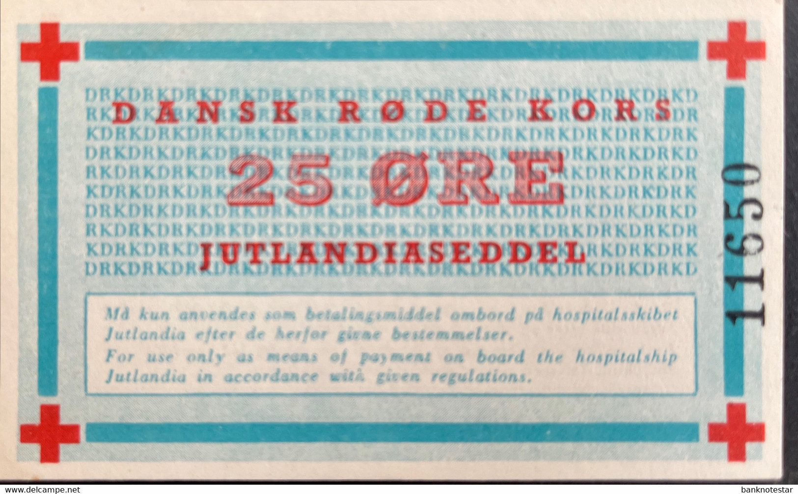 Denmark 25 Ore, P-NL (1951) - UNC - Jutlandia Hospital Ship - Dänemark