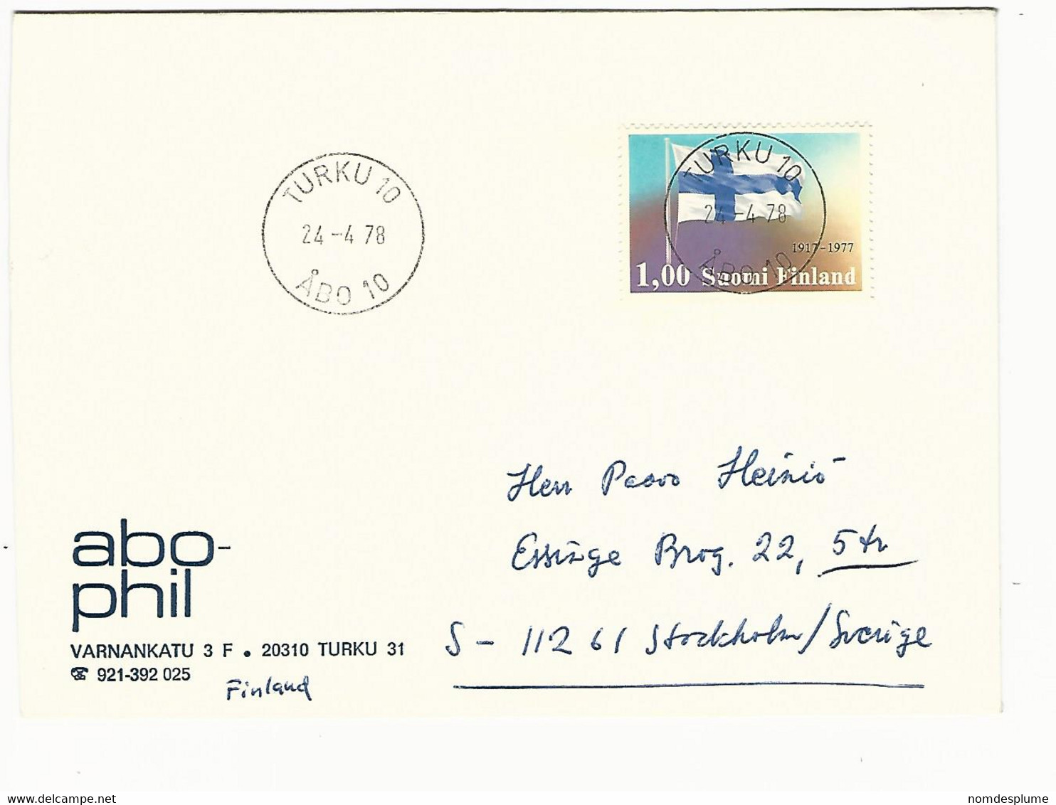 7248r) Finland Cover 1978 FDC  To Sweden - Covers & Documents