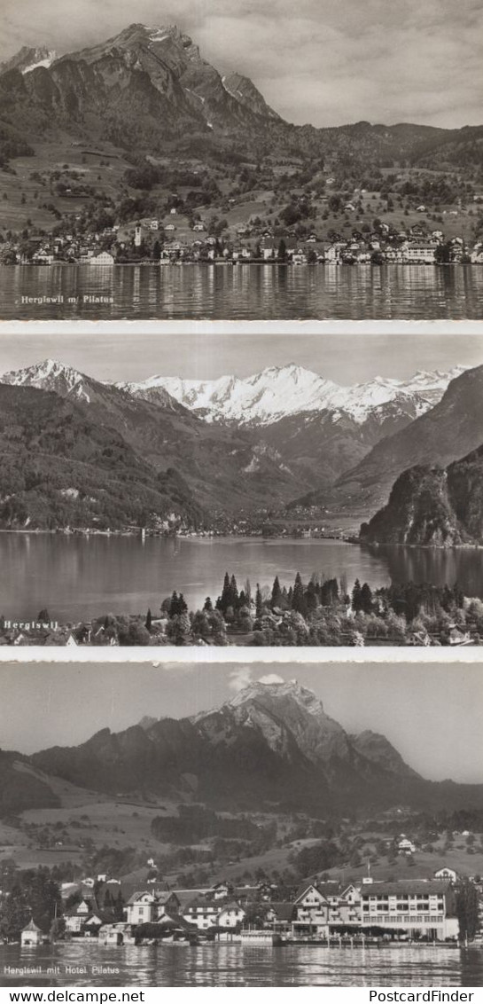 Hergiswil Switzerland 3x River Lake Real Photo Old Postcard S - Hergiswil