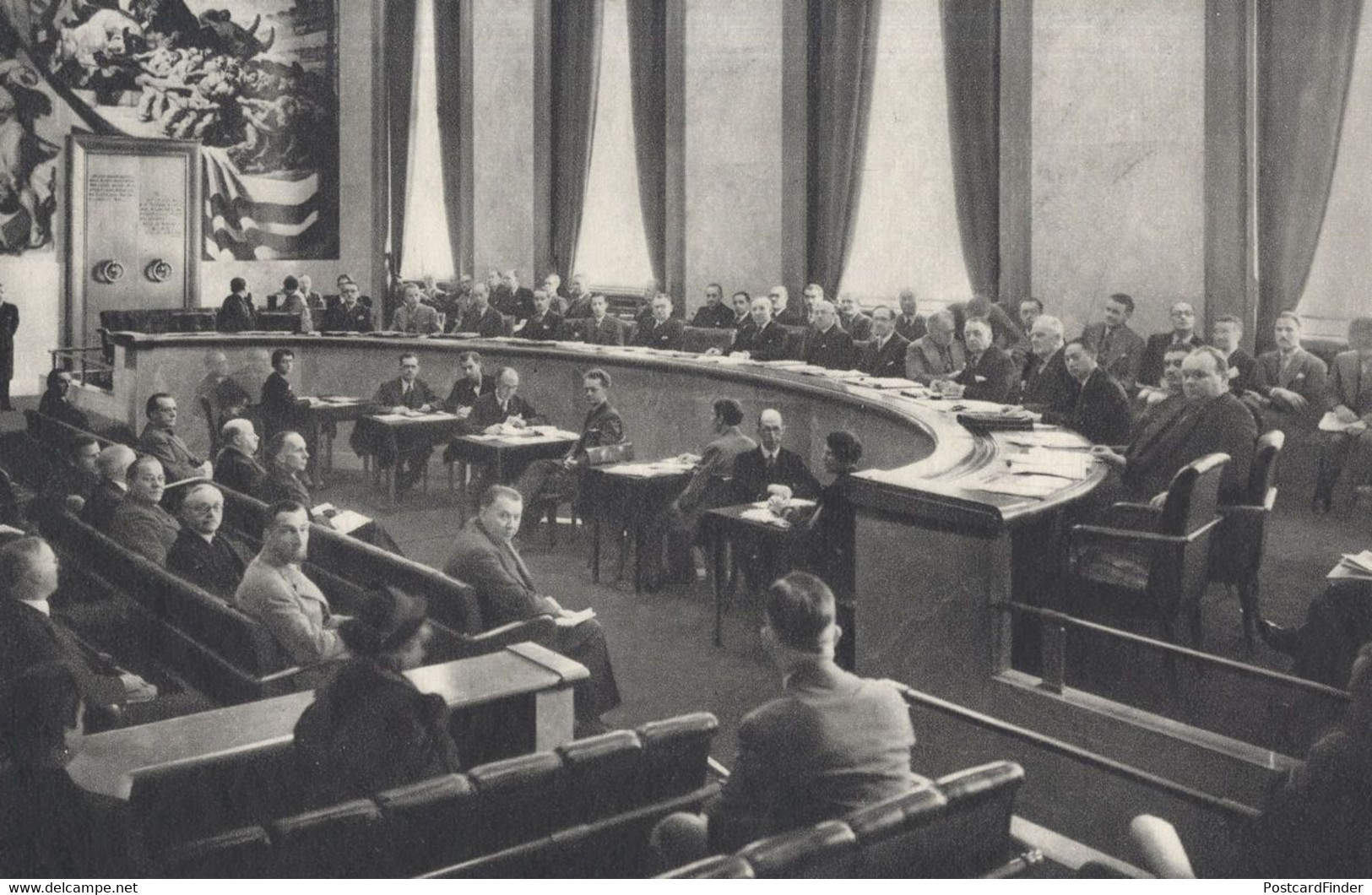 League Of Nations Council Chamber Switzerland Old Postcard - Cham