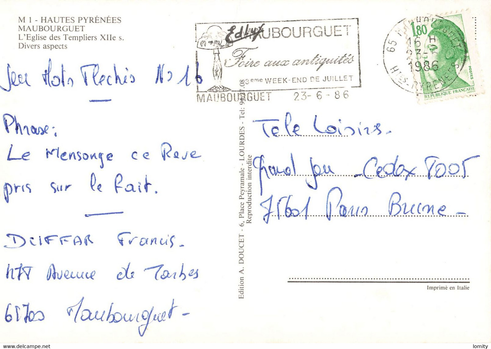 & 65 Maubourguet Vues église Des Templiers Et Divers Aspects CPM Cachet 1986 Voiture Auto - Maubourguet