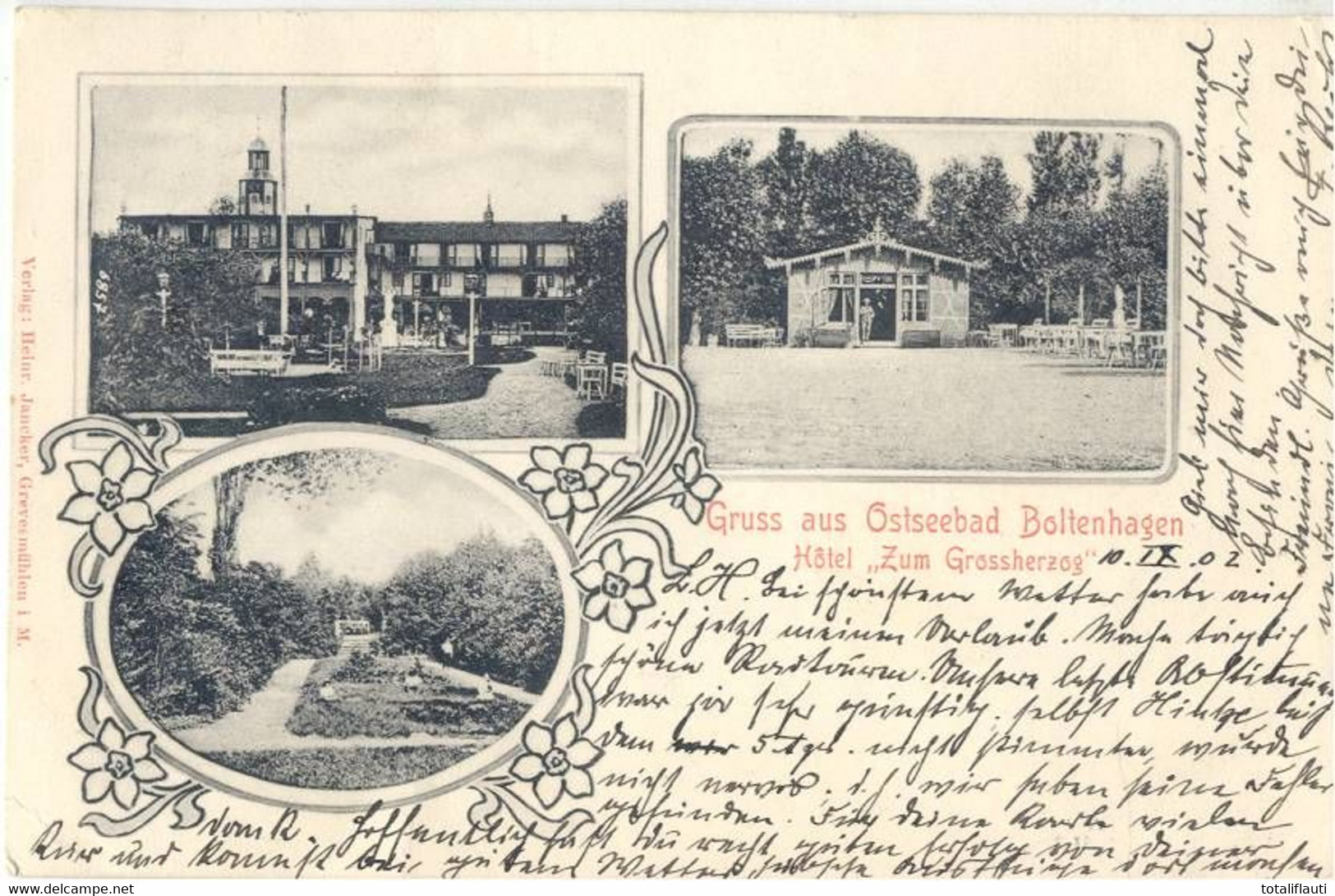 Gruß Aus Ostseebad BOLTENHAGEN Mecklenburg Hotel Zum Grossherzog Gelaufen 10.9.1902 Mit Ortsstempel KLÜTZ - Boltenhagen