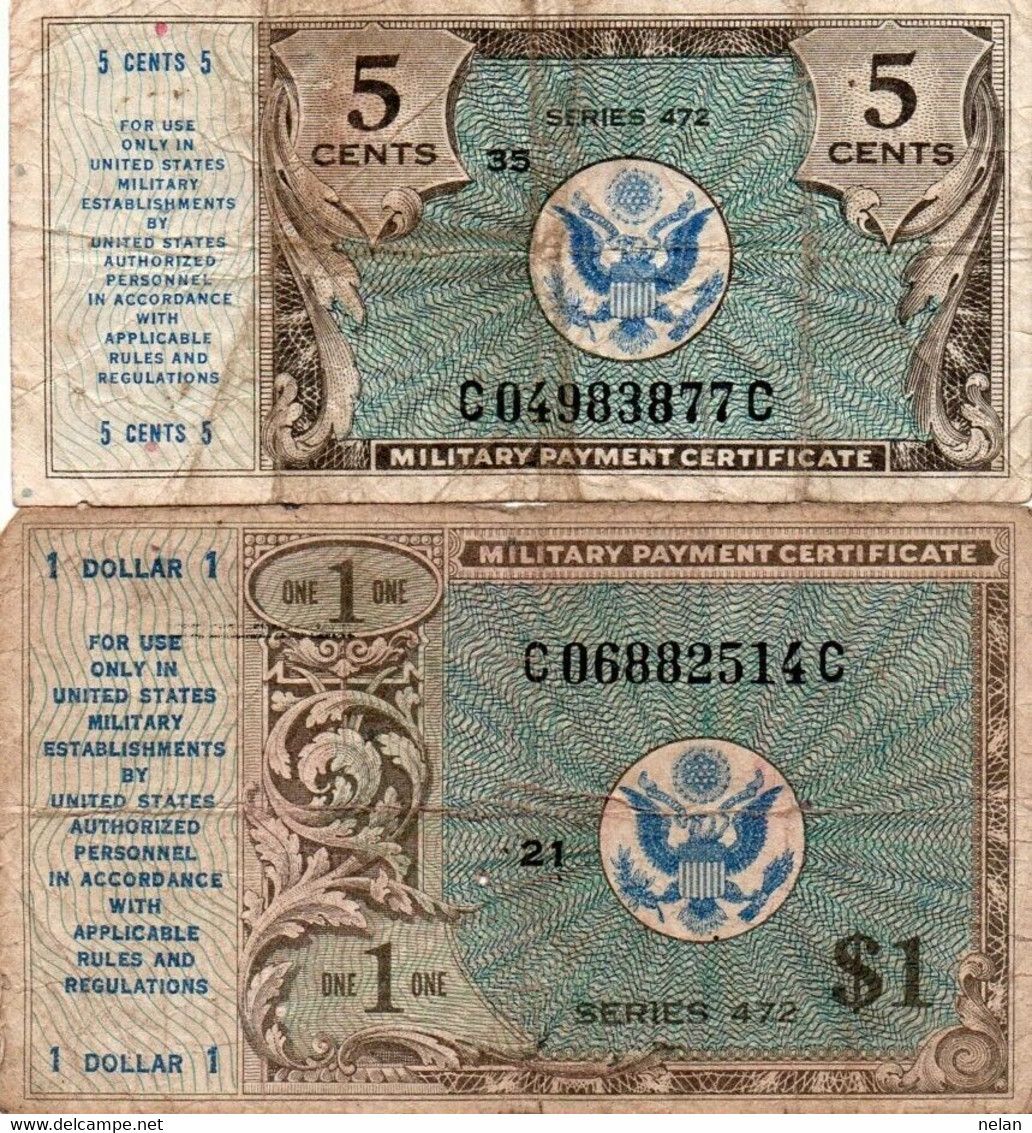 Stati Uniti D'America -5 CENTS-1 DOLLAR P-M15,19  1948 - MILITARI PAYMENT CERTIF - 1948-1951 - Reeksen 472