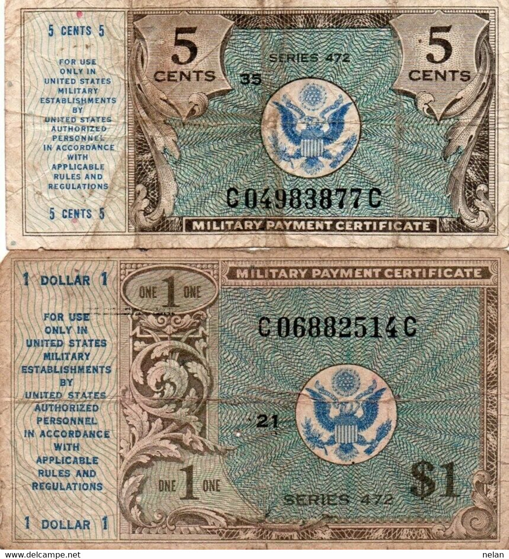 Stati Uniti D'America -5 CENTS-1 DOLLAR P-M15,19  1948 - MILITARI PAYMENT CERTIF - 1948-1951 - Serie 472