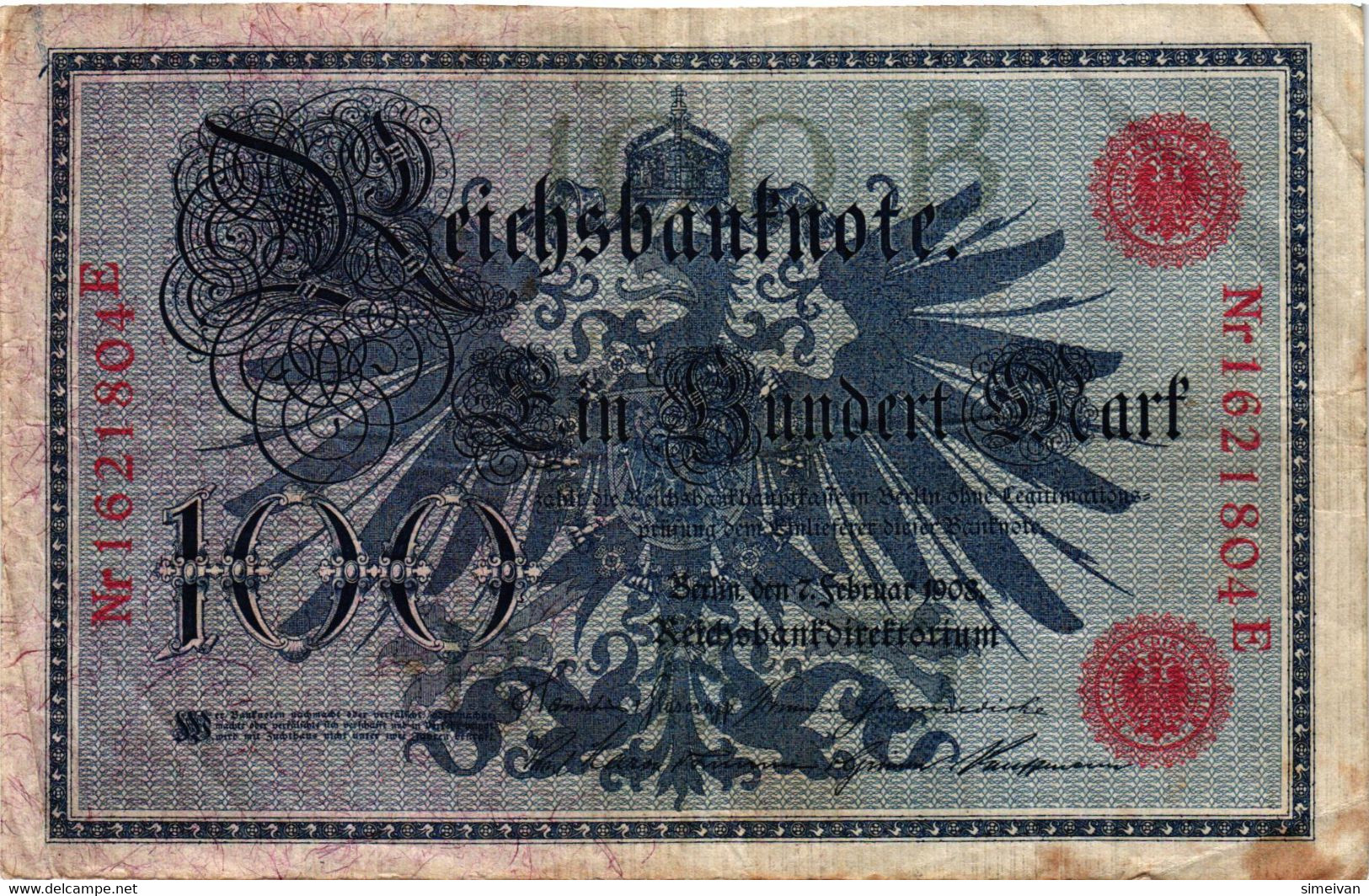 Germany 100 Mark 1908 P-33a Deutschland Allemagne  #4345 - 100 Mark