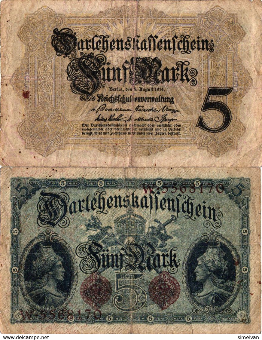 Germany 5 Mark 1914 P-47b  Deutschland Allemagne  #4355 - 5 Mark