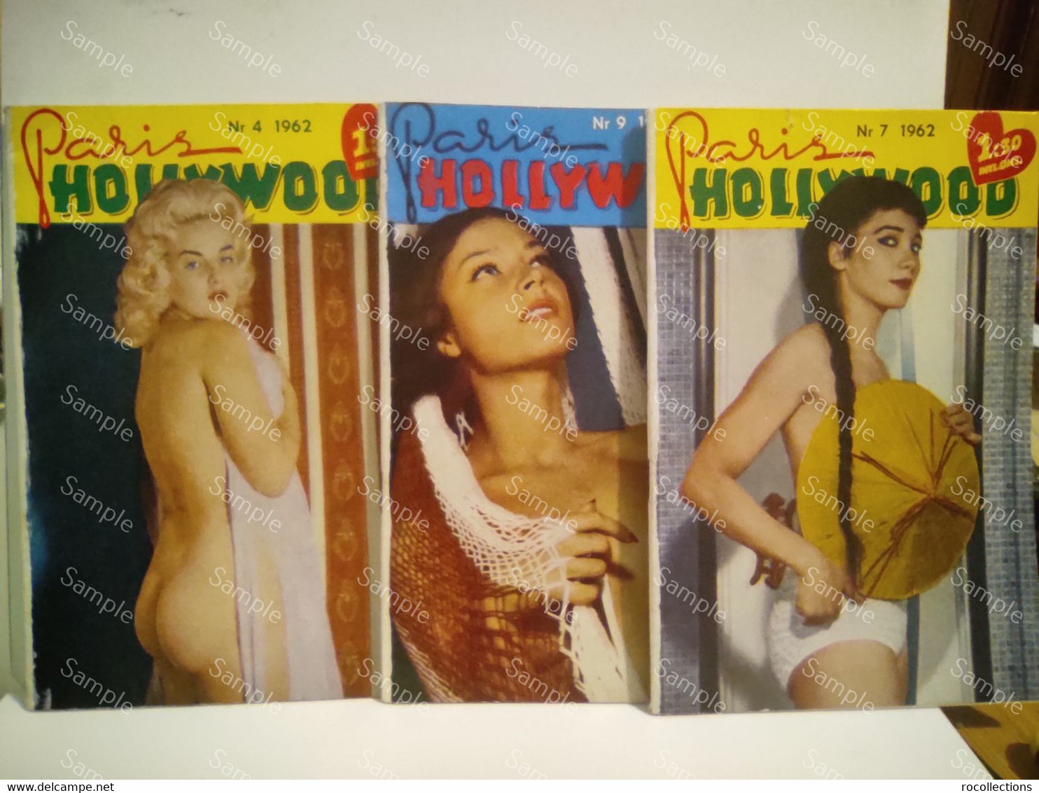 3x Magazine PARIS - HOLLYWOOD 1962 Nude Sexy Erotic Girls Magazine - Idiomas Escandinavos