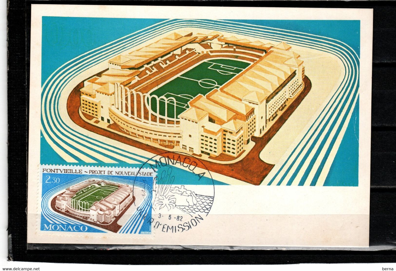 MONACO CARTE MAXIMUM 1327 STADE DE FOOT - Covers & Documents