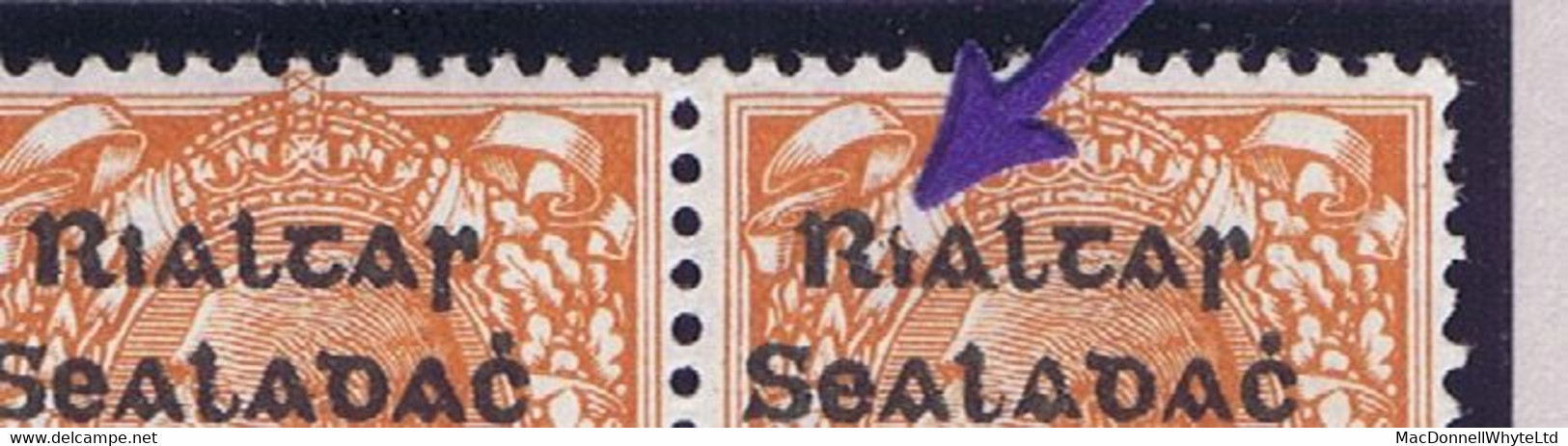 Ireland 1922 Thom Rialtas Black Ovpt On 2d Die 2, Var "Broken I In Rialtas" Row8/4 Pl2, In A Pair Mint Unmounted - Ungebraucht