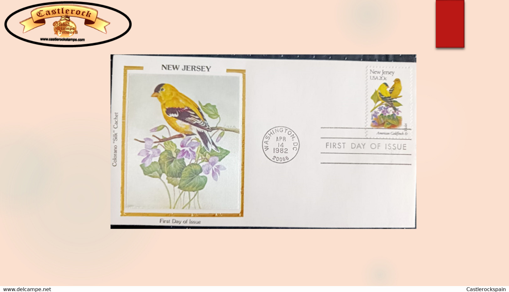 O) 1982 UNITED STATES - USA, BIRD AND FLOWER, SILK, VIOLET, FDC XF - 1981-1990