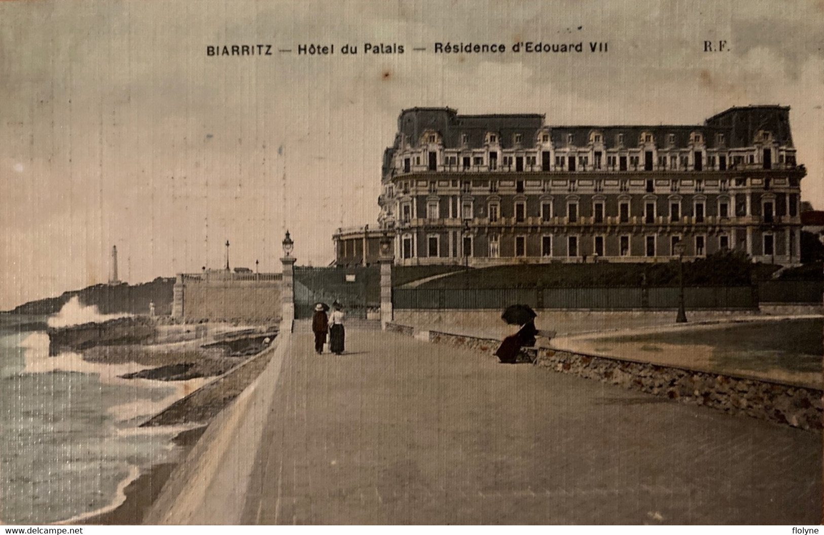 Biarritz - Hôtel Du Palais , Résidence D’édouard VII - Cpa Toilée Colorisée - Biarritz