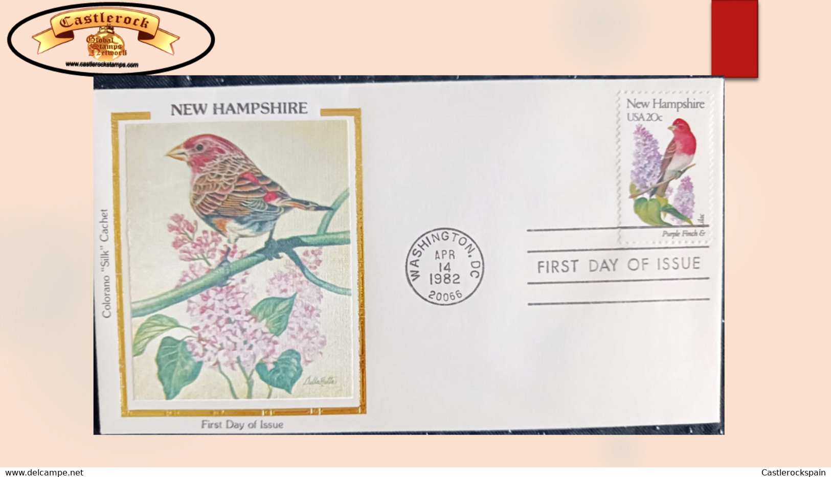 O) 1982 UNITED STATES - USA, NEW HAMPSHIRE, BIRD AND FLOWER, LILAC, FDC XF - 1981-1990