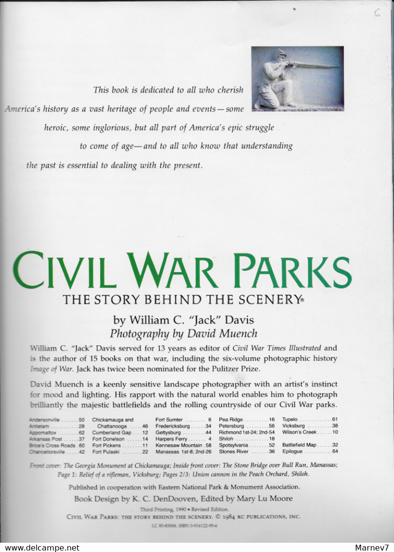 Livre En Anglais - CIVIL WAR PARKS - The Story Behind The Scenery - La Guerre Civile Aux USA - 1984 - 1950-Hoy