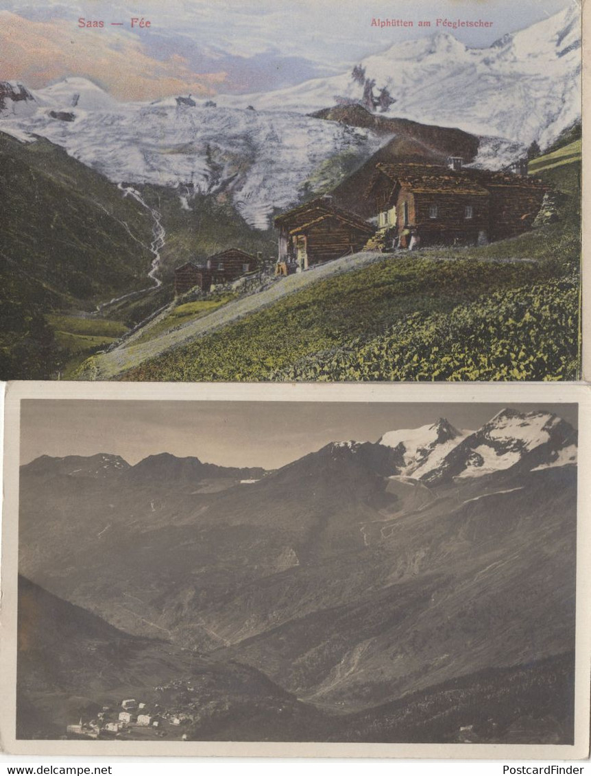 AK Feegletscher Alphutten Switzerland 2x Old Postcard - Hütten