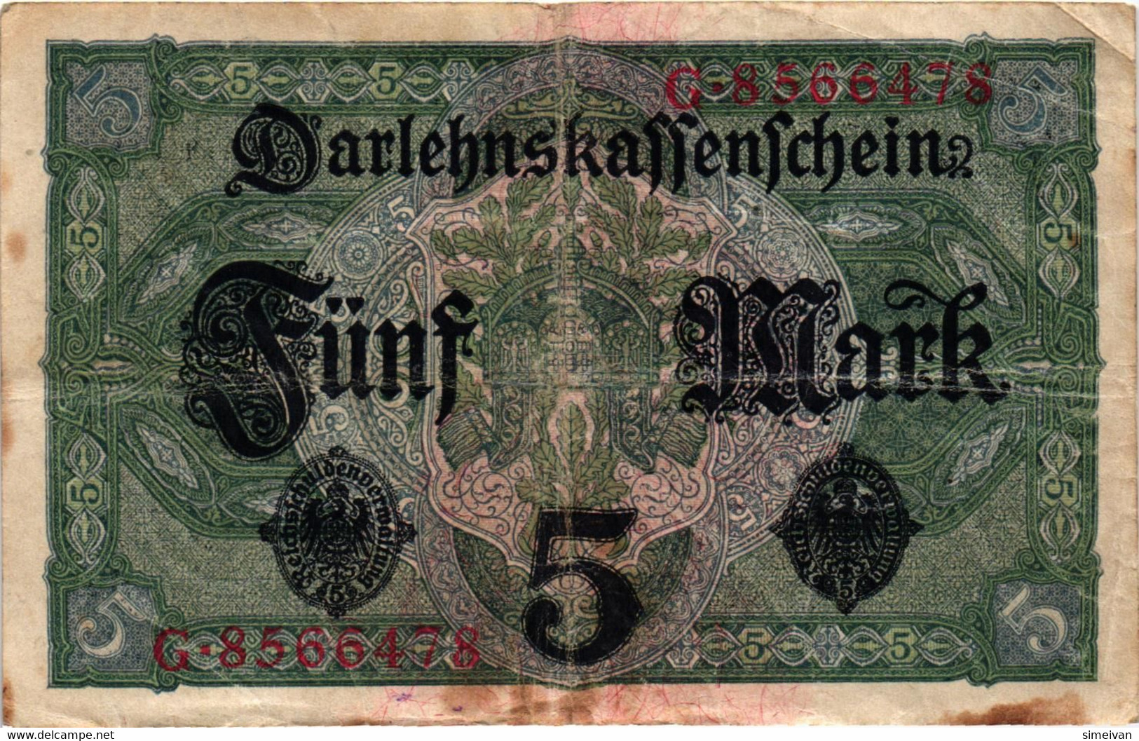 Germany 5 Mark 1917 P-56a  Deutschland Allemagne  #4359 - 5 Mark