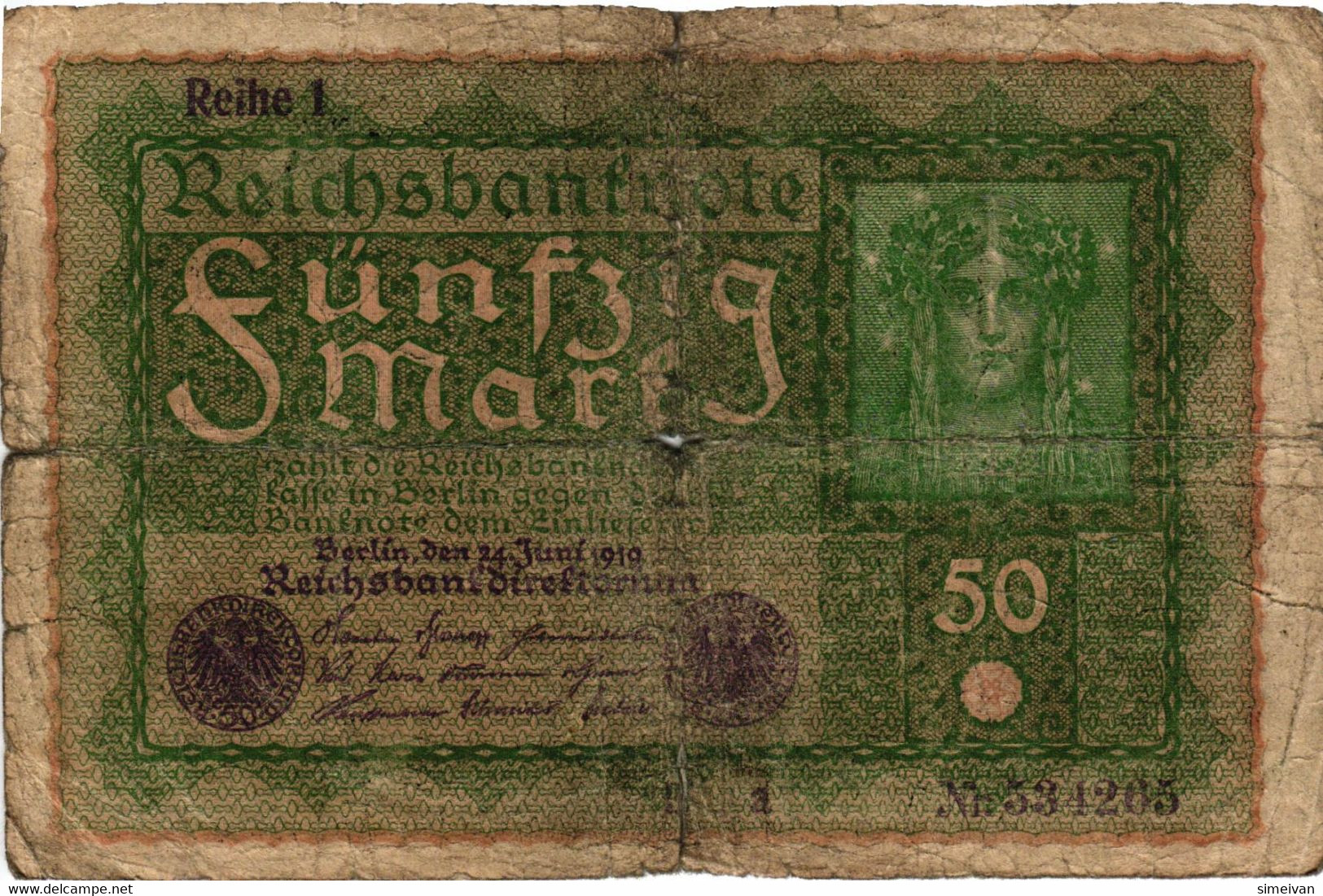 Germany 50 Mark 1919 P-66  Deutschland Allemagne  #4360 - 50 Mark