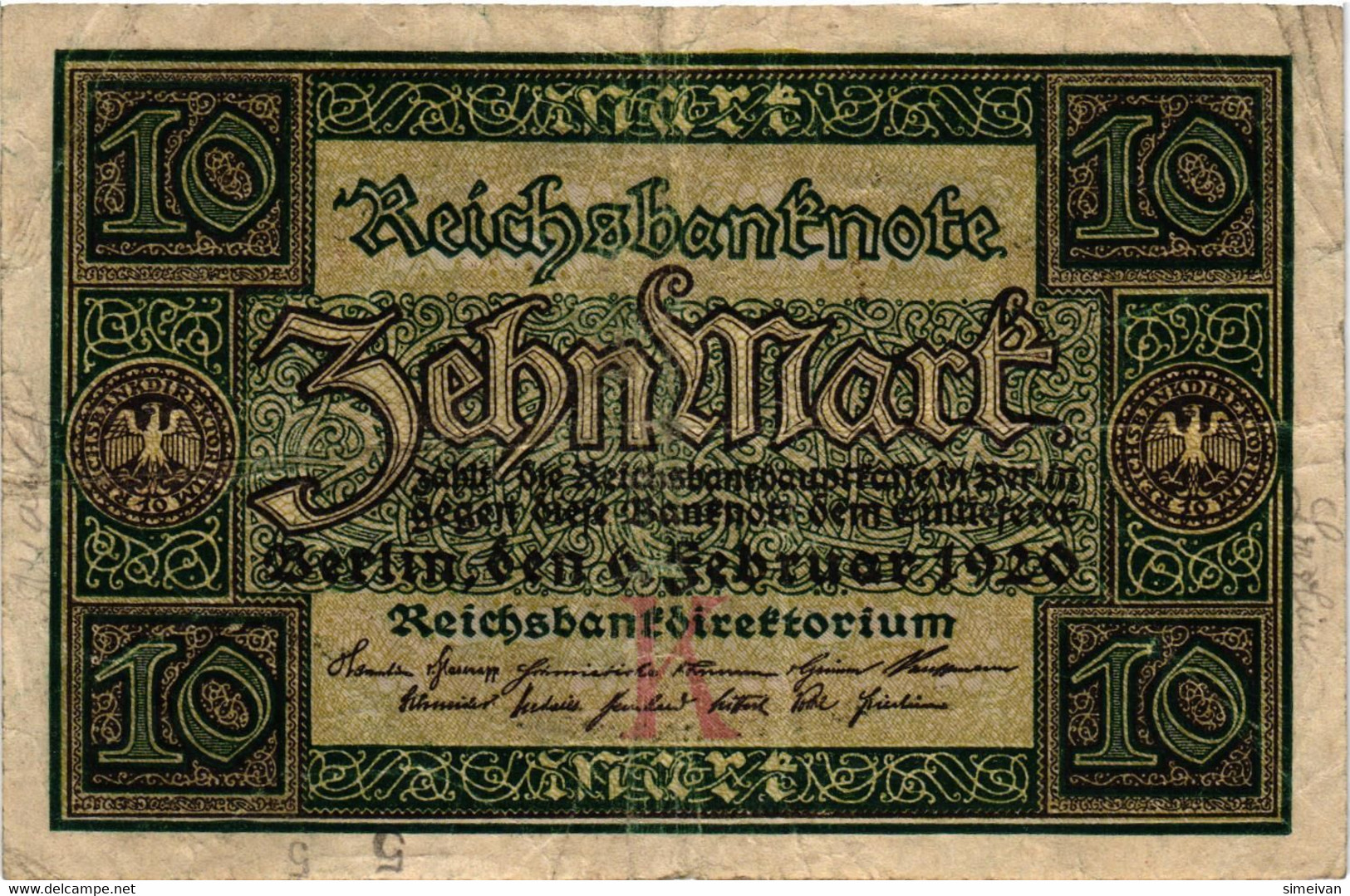 Germany 10 Mark 1920 P-67a  Deutschland Allemagne  #4363 - 10 Mark