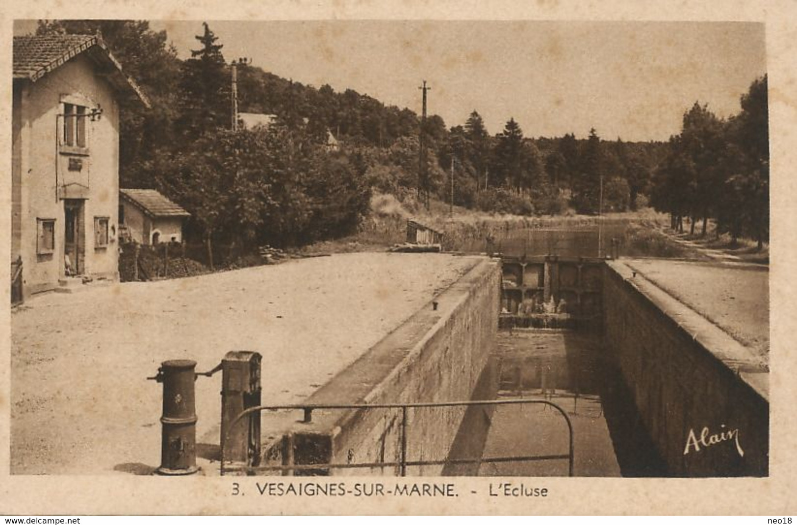 Vesaignes Sur Marne Ecluse Canal  Edit Alain  Cachet Hexagonal 1956 Vers Mehun Sur Yevre Cher - Otros & Sin Clasificación