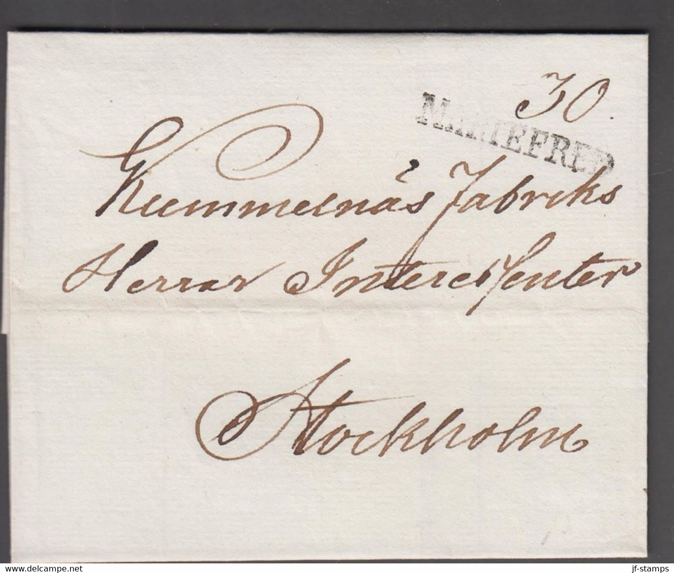 1828. SVERIGE. MARIEFRED  On Beautiful Cover To Stockholm. Red Seal Reverse. Dated Mariefred Den 29 April ... - JF524323 - ... - 1855 Prefilatelia