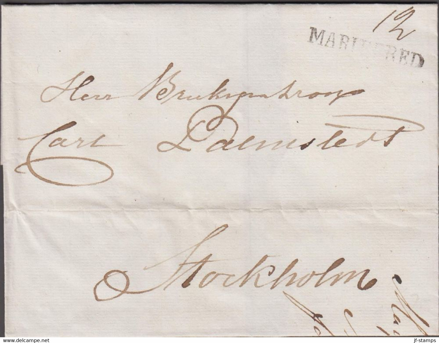 1827. SVERIGE. MARIEFRED  On Cover To Stockholm.  Dated Gripsholm 1. May 1827. Almost 200 Years Ago.  - JF524326 - ... - 1855 Vorphilatelie