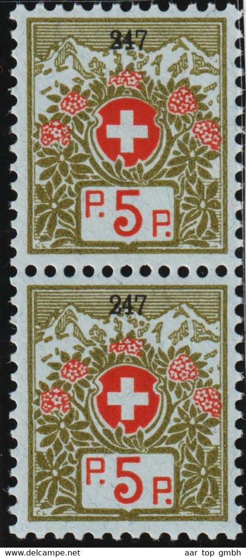 Schweiz Portofreiheit Zu#4A Paar ** Postfrisch 5 Rp. KL#429 Freiwilliger Hilfsverein Straubenzell Brugg - Vrijstelling Van Portkosten