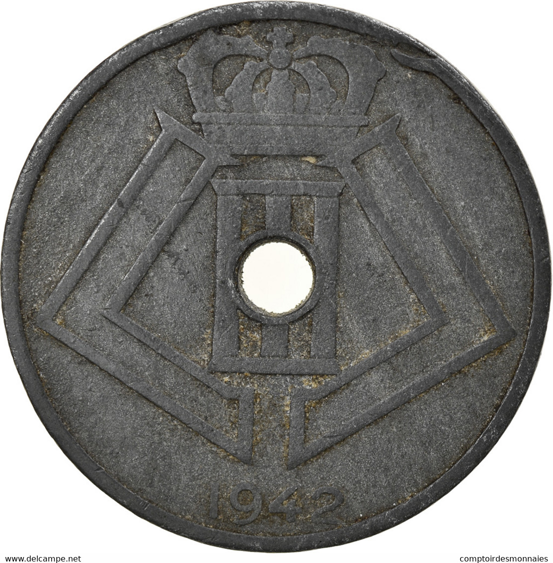 Monnaie, Belgique, 25 Centimes, 1942, TB+, Zinc, KM:131 - 25 Cent