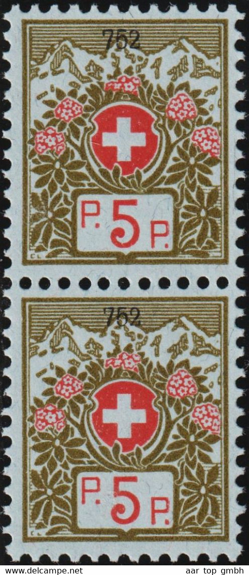 Schweiz Portofreiheit Zu#4A Paar ** Postfrisch 5 Rp. KL#313 Verein Für Ein Lungensanitorium - Vrijstelling Van Portkosten