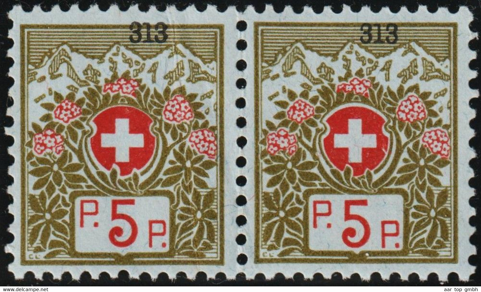 Schweiz Portofreiheit Zu#4A Paar ** Postfrisch 5 Rp. KL#247 Mägde Asyl Marienhaus Solothurn (790 5Rp.) - Vrijstelling Van Portkosten