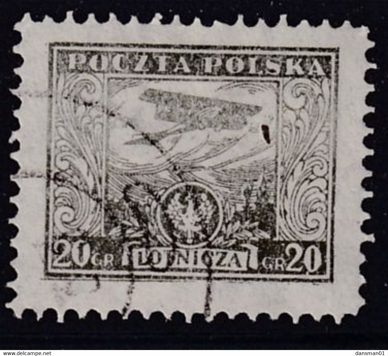 POLAND 1925 Airmail Sc 222FF Forgery Used - Usados