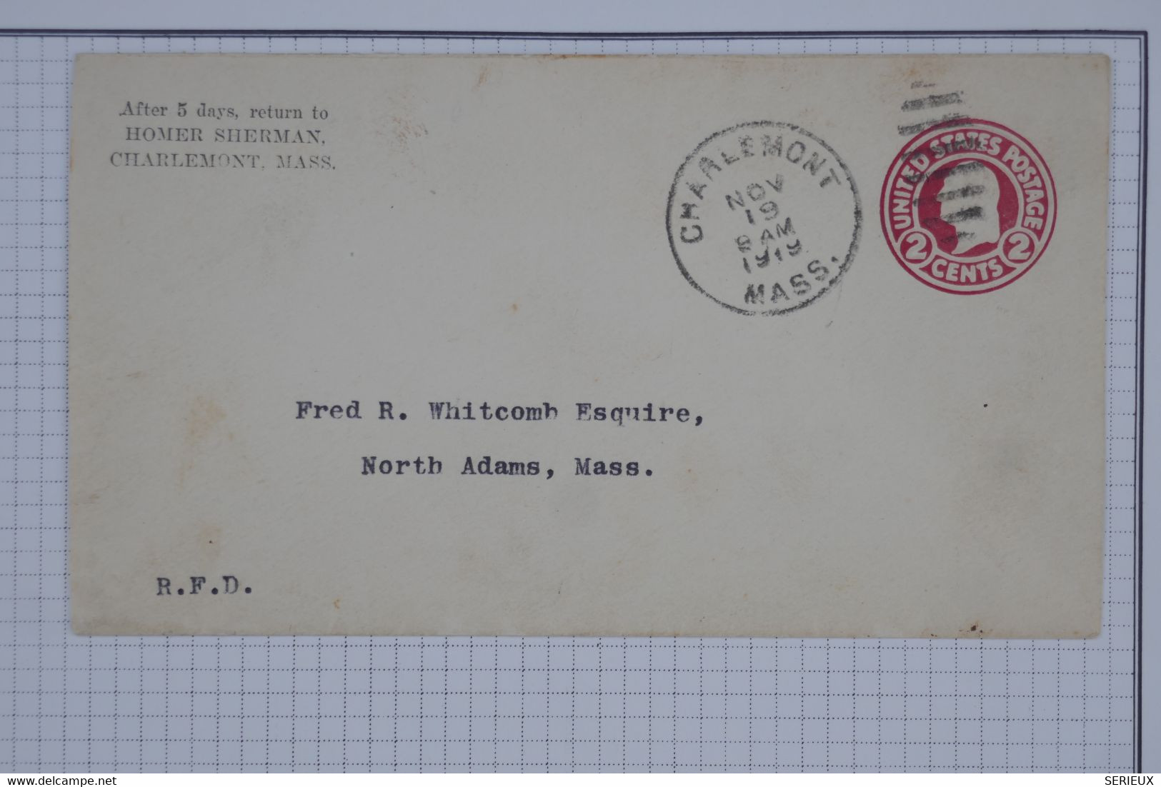 BC3  ETATS UNIS    BELLE LETTRE ENTIER  1919+ CHARLEMONT   POUR + AFFRANC. PLAISANT - Lettres & Documents