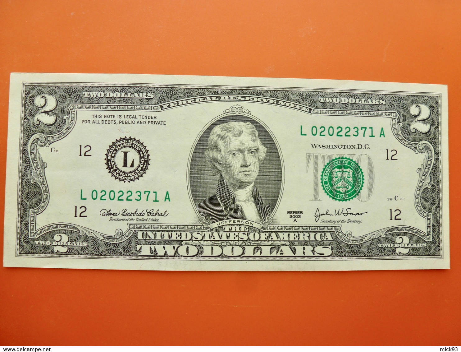 USA Billet 2 $ 2003 Neuf - Other - America