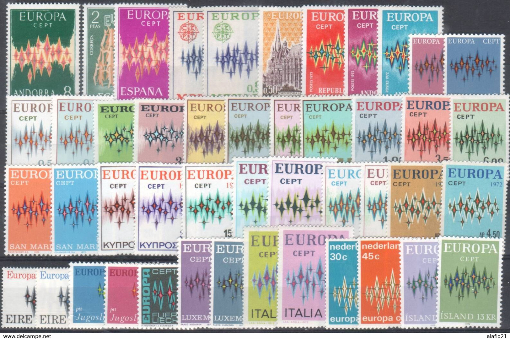 EUROPA - ANNEE 1972 COMPLETE - TIMBRES NEUFS SANS CHARNIERE - FORTE COTE - 1972