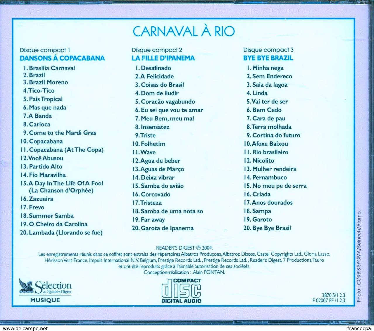 003 - COFFRET 3 CD / CARNAVAL A RIO / READER'S DIGEST / RARE / TRES BON ETAT - Collector's Editions