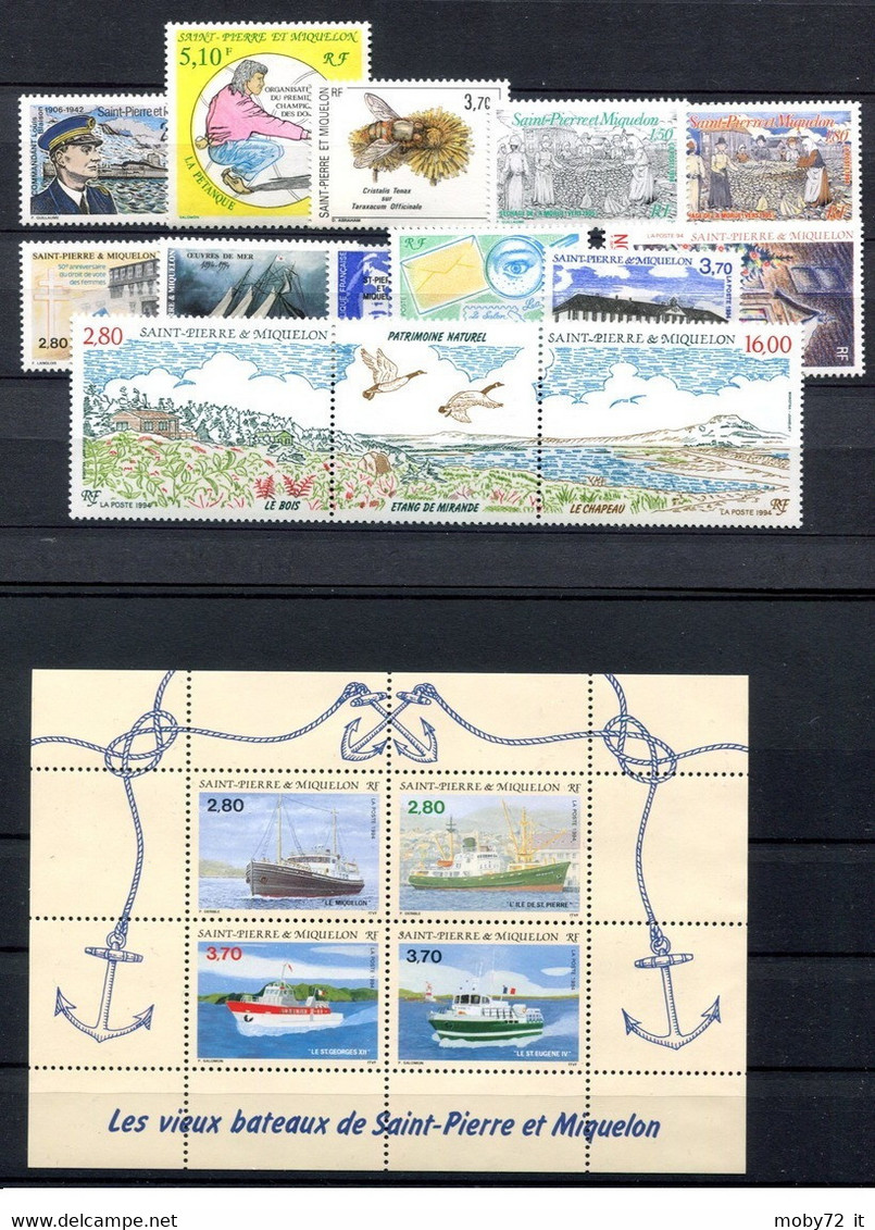 Saint Pierre Et Miquelon - 1994 - Nuovo/new MNH - Yearset - Jahrgang - Mi N. 670/86 - Komplette Jahrgänge