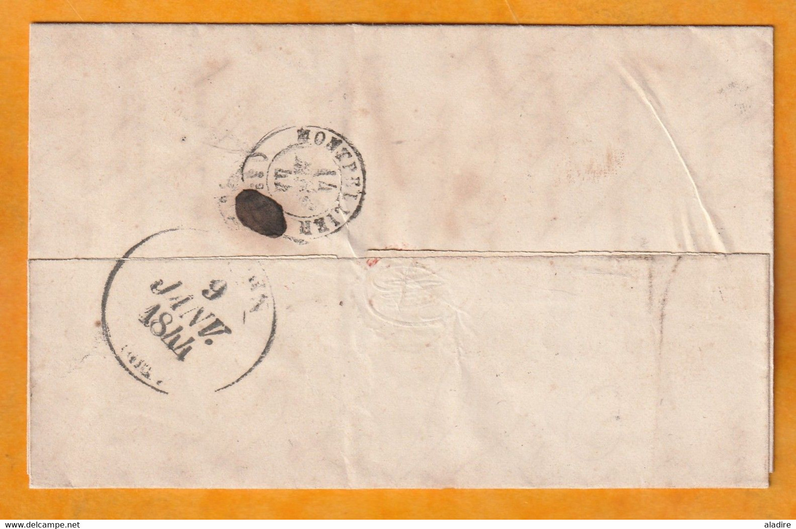 1844 - Lettre pliée avec corresp  de HESDIN, Pas de Calais vers Saint Georges, Hérault - via Montpellier - Décime rural