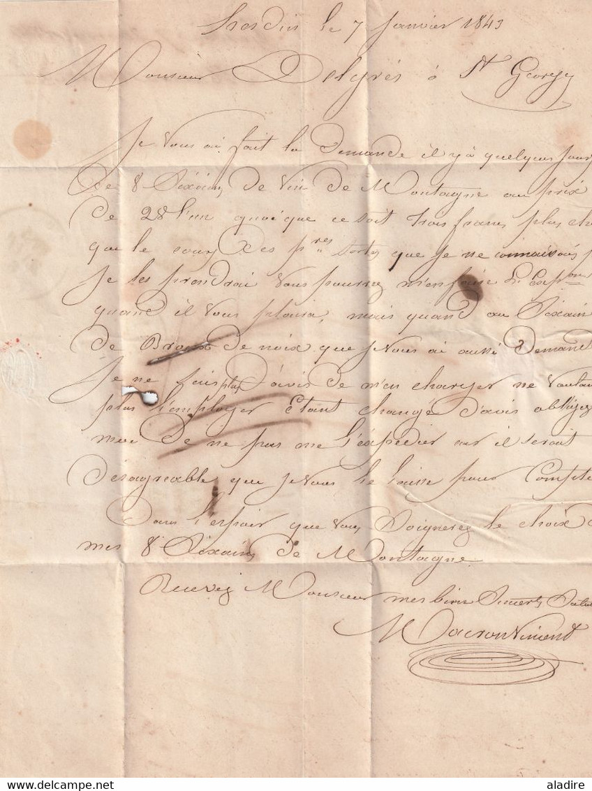 1844 - Lettre pliée avec corresp  de HESDIN, Pas de Calais vers Saint Georges, Hérault - via Montpellier - Décime rural