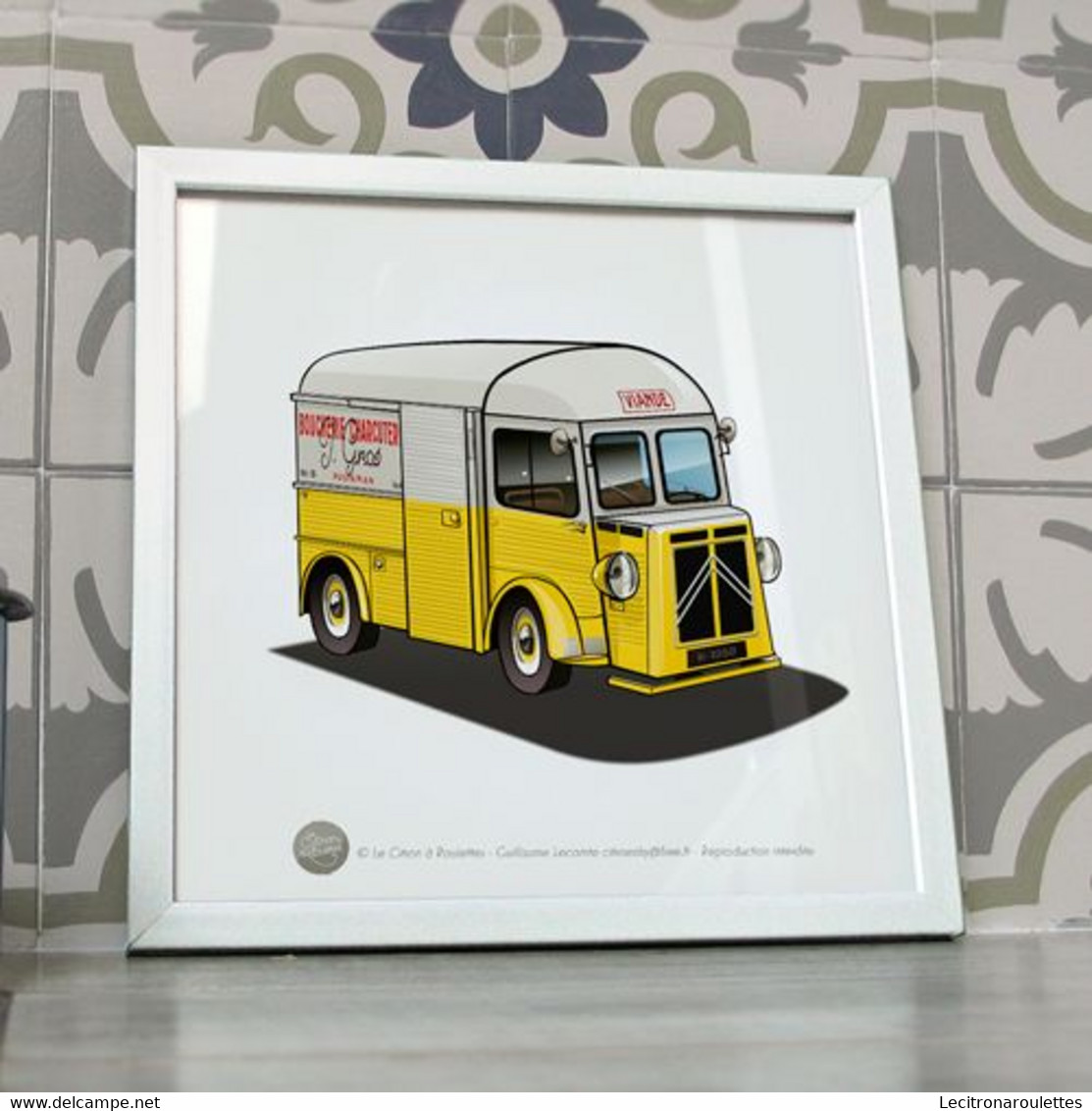 Citroen Hy - Poster Citroen Hy Boucherie Jaune Et Blanc Décoration 1958 - LKW