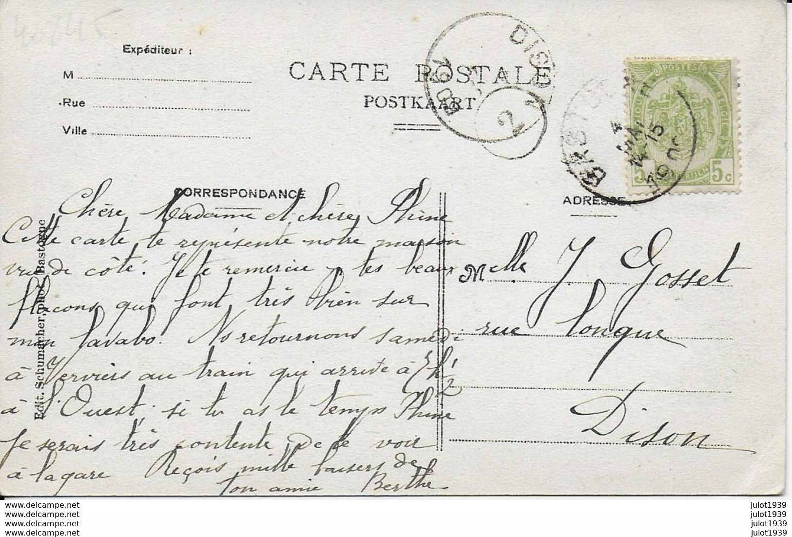 LUTREMANGE ---> DISON . L' ECOLE .  1909 Vers DISON ( Melle J. GOSSET ) .  Voir Verso . - Bastogne