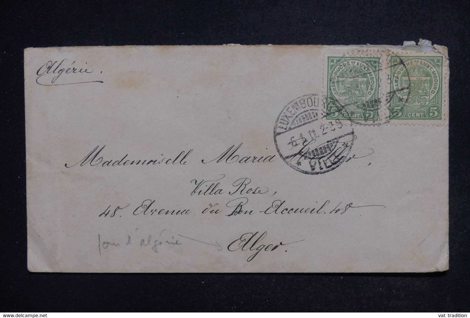 LUXEMBOURG - Enveloppe De Luxembourg Pour L'Algérie En 1911 - L 129652 - 1907-24 Abzeichen