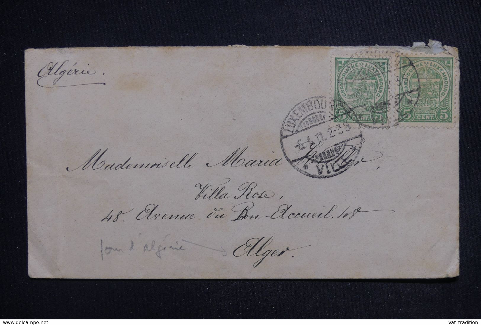 LUXEMBOURG - Enveloppe De Luxembourg Pour L'Algérie En 1911 - L 129652 - 1907-24 Wapenschild